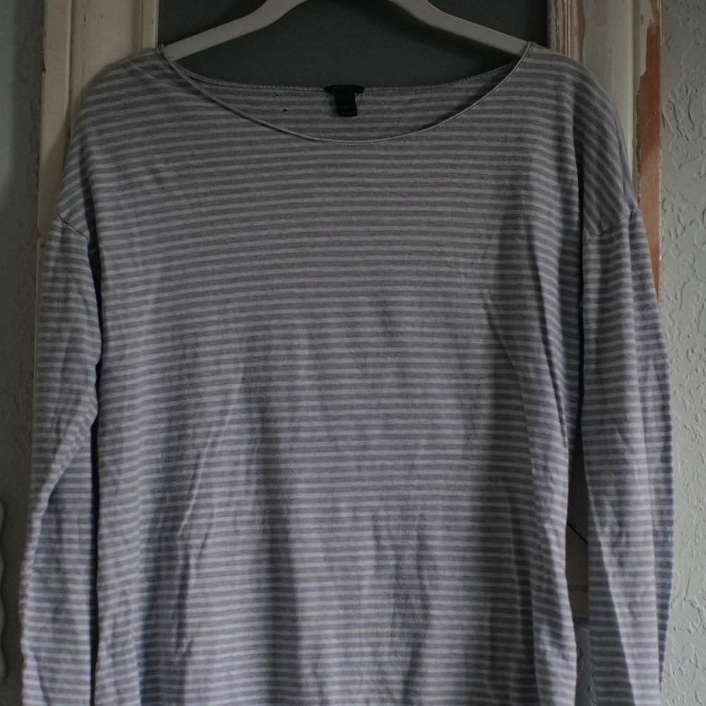 J. CREW Grey Striped Tee